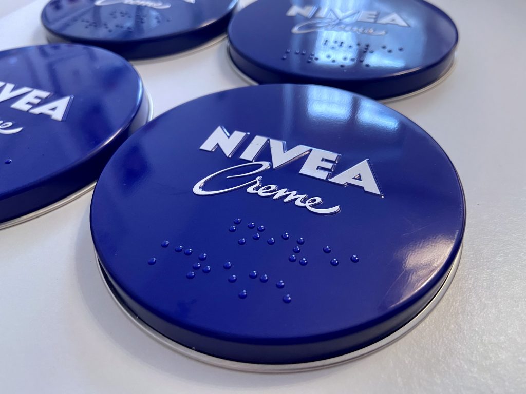 Deckel Nivea Creme mit Braille transparent